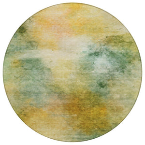 8 Ft Round Abstract Polyester Area Rug Washable Geometric Pattern for Patio or Home