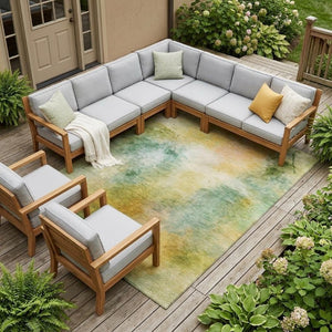 9x12 Abstract Indoor Outdoor Area Rug Stain Resistant Polyester Patio Living Room