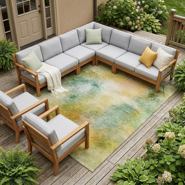 9x12 Abstract Indoor Outdoor Area Rug Stain Resistant Polyester Patio Living Room