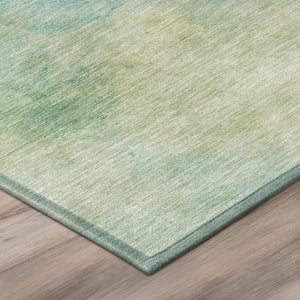 8 Ft Round Aqua Teal Abstract Polyester Rug Washable for Indoor Outdoor Use