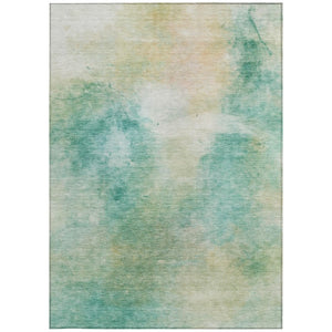 8 X 10 Abstract Aqua Teal Polyester Area Rug Washable for Indoor Outdoor Spaces