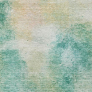 8 X 10 Abstract Aqua Teal Polyester Area Rug Washable for Indoor Outdoor Spaces