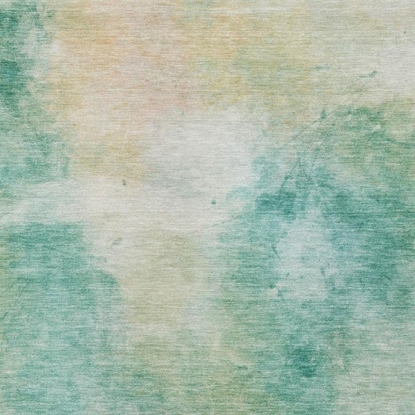 8 X 10 Abstract Aqua Teal Polyester Area Rug Washable for Indoor Outdoor Spaces