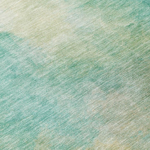 8 X 10 Abstract Aqua Teal Polyester Area Rug Washable for Indoor Outdoor Spaces