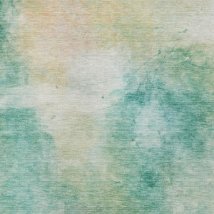 8 X 10 Abstract Aqua Teal Polyester Area Rug Washable for Indoor Outdoor Spaces