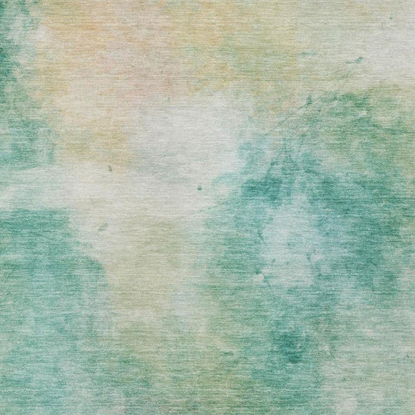 8 X 10 Abstract Aqua Teal Polyester Area Rug Washable for Indoor Outdoor Spaces