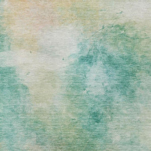 10 X 14 Aqua Teal Abstract Polyester Area Rug Washable for Indoor Outdoor Use