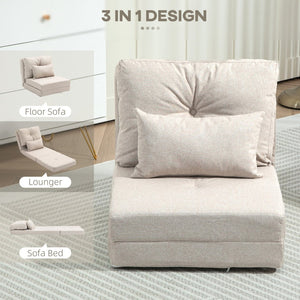English Elm Floor Sofa Bed with Five Position Recline Linen Upholstery and High Density Foam Padding T3971P405986