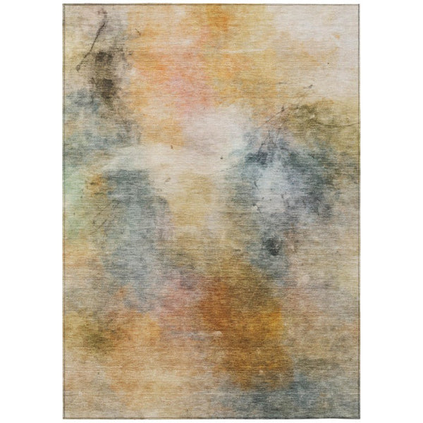 HomeRoots 8x10 Copper Orange Abstract Polyester Area Rug Washable Stain Resistant Indoor Outdoor 746497