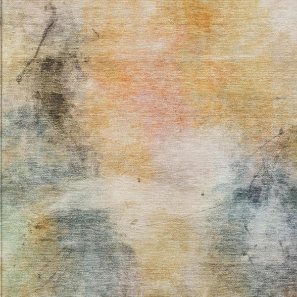8x10 Copper Orange Abstract Polyester Area Rug Washable Stain Resistant Indoor Outdoor