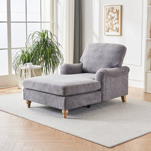 English Elm Modern Mid-Century Oversized Chaise Lounger Sofa Bed with Solid Wood Legs, Deep Seat Comfort Sleeper Grey W2363S00070