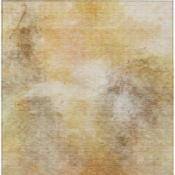 5x8 Wheat Gold Abstract Polyester Area Rug Washable for Patio Porch or Living Room