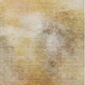 10 X 14 Abstract Wheat Gold Polyester Area Rug Washable for Indoor Outdoor Use