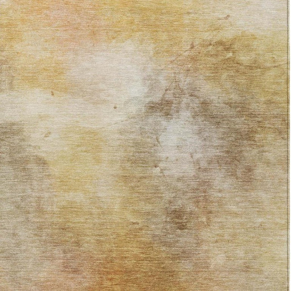 10 X 14 Abstract Wheat Gold Polyester Area Rug Washable for Indoor Outdoor Use