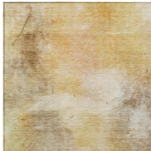 10 X 14 Abstract Wheat Gold Polyester Area Rug Washable for Indoor Outdoor Use
