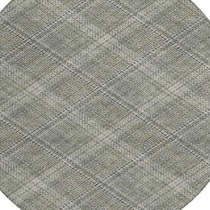 HomeRoots 8 Ft Round Plaid Polyester Rug Stain Resistant Washable for Indoor Outdoor Use 746526