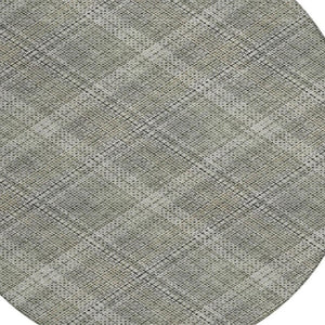 8 Ft Round Plaid Polyester Rug Stain Resistant Washable for Indoor Outdoor Use