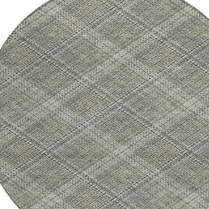 8 Ft Round Plaid Polyester Rug Stain Resistant Washable for Indoor Outdoor Use