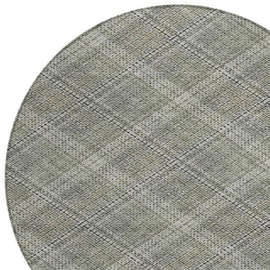 8 Ft Round Plaid Polyester Rug Stain Resistant Washable for Indoor Outdoor Use