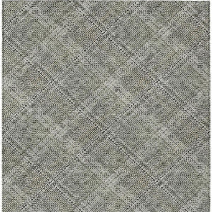 8 X 10 Beige Brown Plaid Polyester Washable Rug for Patio Porch or Living Room