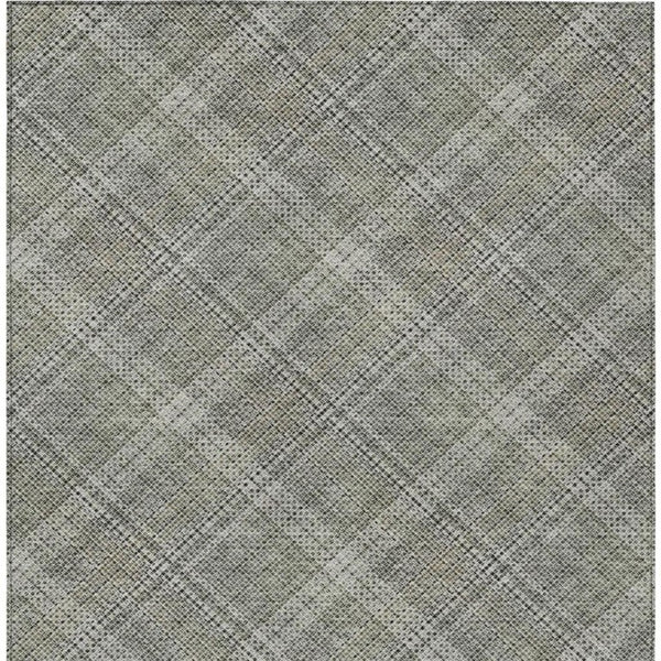 8 X 10 Beige Brown Plaid Polyester Washable Rug for Patio Porch or Living Room