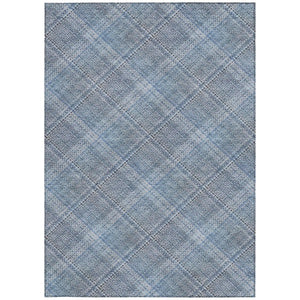 9x12 Plaid Polyester Area Rug Washable Indoor Outdoor for Patio and Living Room