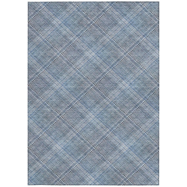 9x12 Plaid Polyester Area Rug Washable Indoor Outdoor for Patio and Living Room