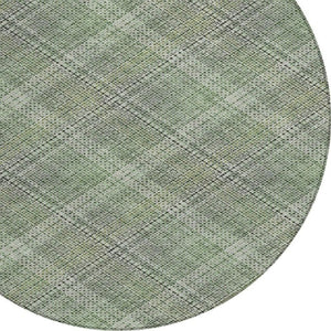 8 Foot Round Plaid Polyester Rug Washable Stain Resistant for Patio or Family Room