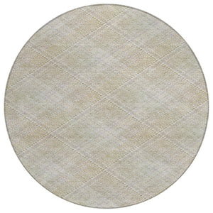 HomeRoots 8 Foot Round Plaid Polyester Area Rug Washable Stain Resistant Indoor Outdoor Patio 746544