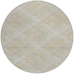 8 Foot Round Plaid Polyester Area Rug Washable Stain Resistant Indoor Outdoor Patio