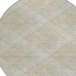8 Foot Round Plaid Polyester Area Rug Washable Stain Resistant Indoor Outdoor Patio
