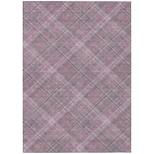 HomeRoots 5 X 8 Pink Blush Plaid Polyester Area Rug Washable Stain Resistant Indoor Outdoor 746549