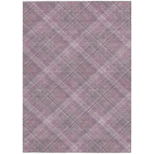 5 X 8 Pink Blush Plaid Polyester Area Rug Washable Stain Resistant Indoor Outdoor