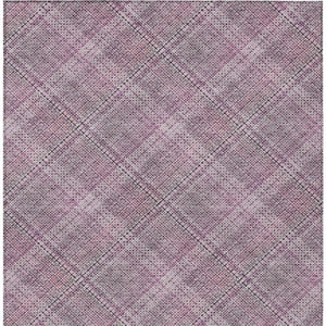 5 X 8 Pink Blush Plaid Polyester Area Rug Washable Stain Resistant Indoor Outdoor