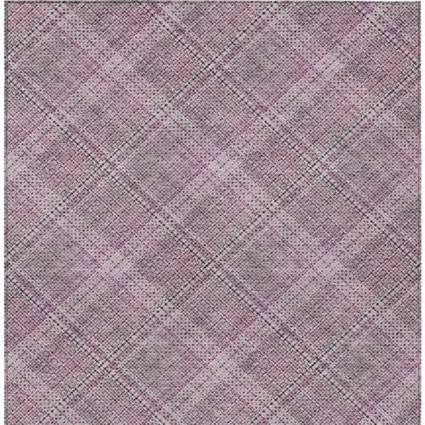 5 X 8 Pink Blush Plaid Polyester Area Rug Washable Stain Resistant Indoor Outdoor