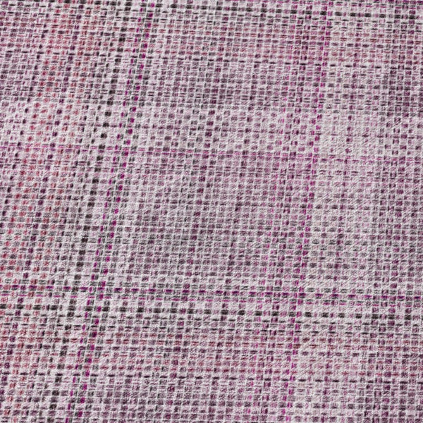 8 Foot Round Plaid Polyester Area Rug Washable Indoor Outdoor Patio Blush Pink