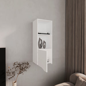 English Elm Wall Engineered Wood Cabinet with Single Door and Two Shelves for Kitchen Storage, Modern Durable Design White 44.09 L x 16.14 W x 2.76 H B097P250867