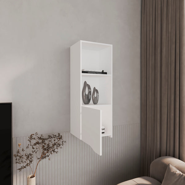 English Elm Wall Engineered Wood Cabinet with Single Door and Two Shelves for Kitchen Storage, Modern Durable Design White 44.09 L x 16.14 W x 2.76 H B097P250867