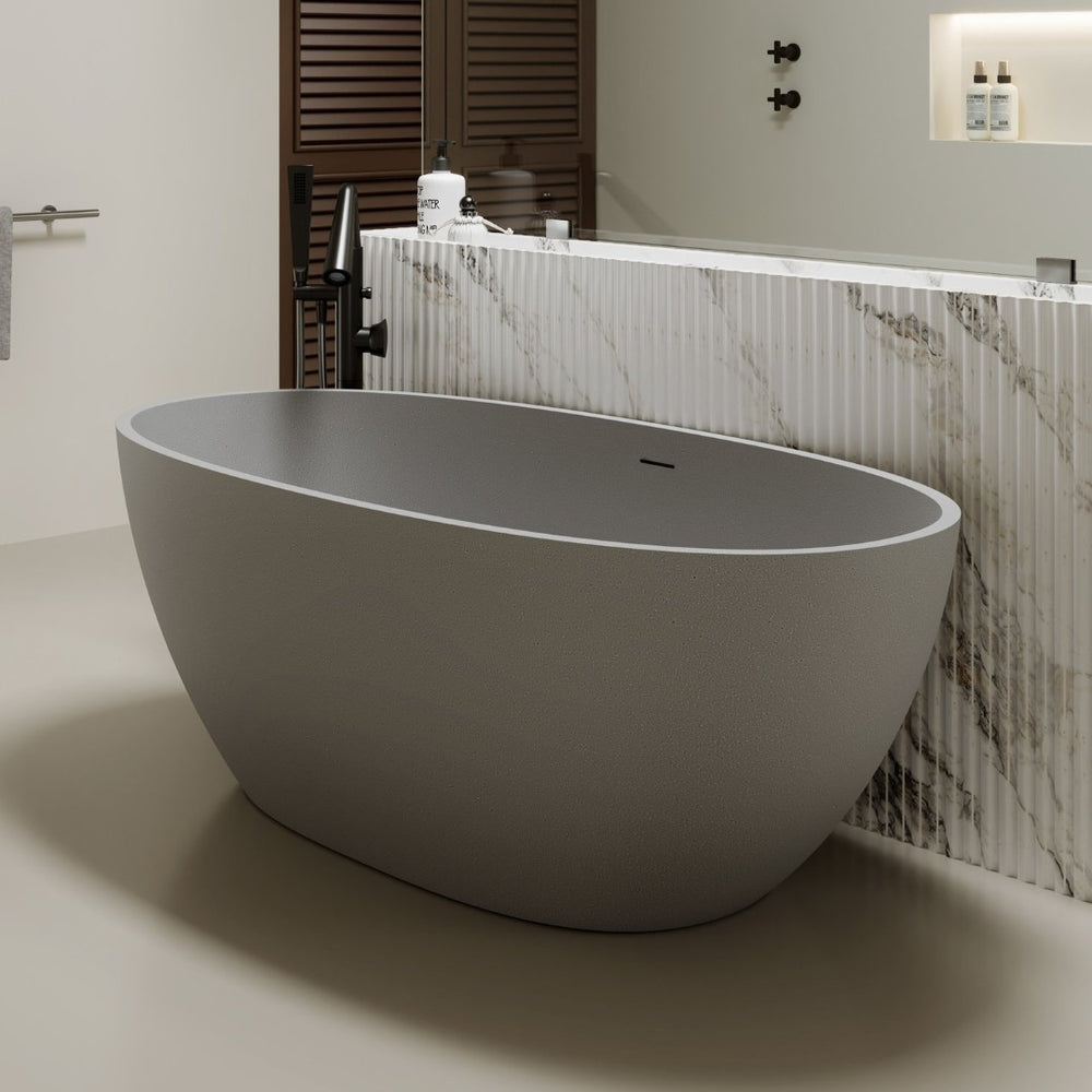 English Elm 70.6'' Freestanding Resin Stone Soaking Tub Polished Spa Bath with Drain Overflow W2753P477965