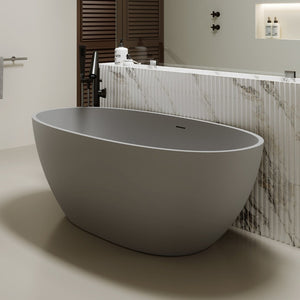 English Elm 70.6'' Freestanding Resin Stone Soaking Tub Polished Spa Bath with Drain Overflow W2753P477965