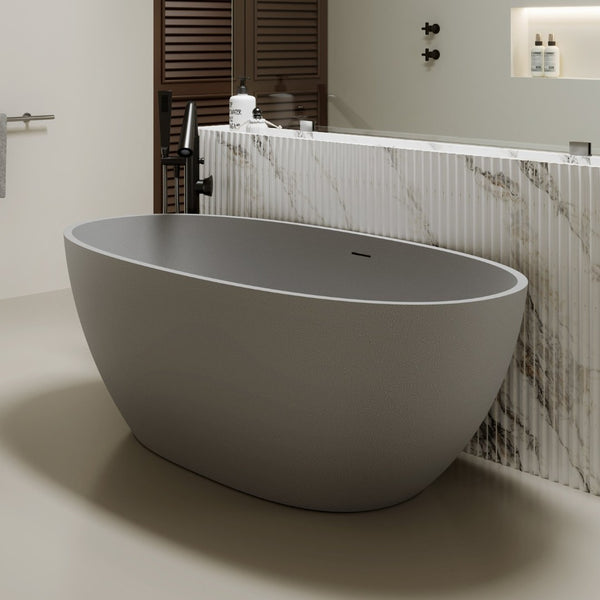 English Elm 70.6'' Freestanding Resin Stone Soaking Tub Polished Spa Bath with Drain Overflow W2753P477965