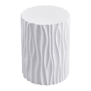 English Elm Modern Fluted Mgo Round Accent Table Sculptural Outdoor Patio Balcony Side Stand N770P396701W