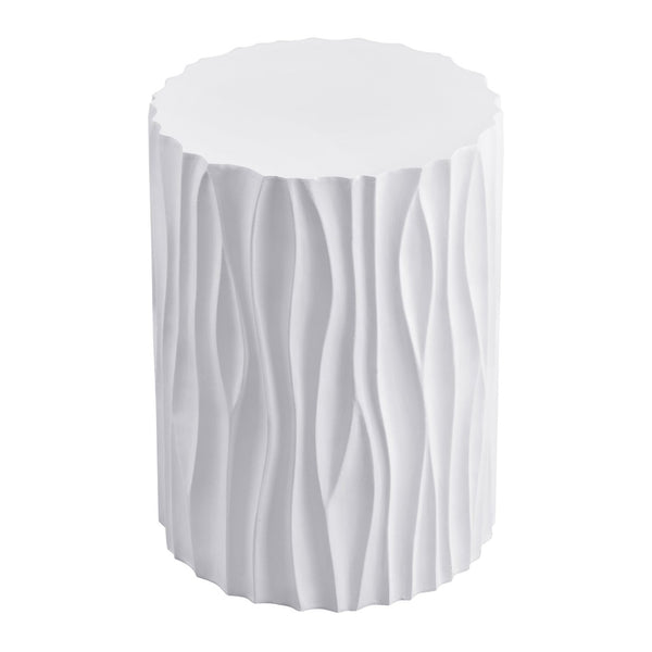 English Elm Modern Fluted Mgo Round Accent Table Sculptural Outdoor Patio Balcony Side Stand N770P396701W