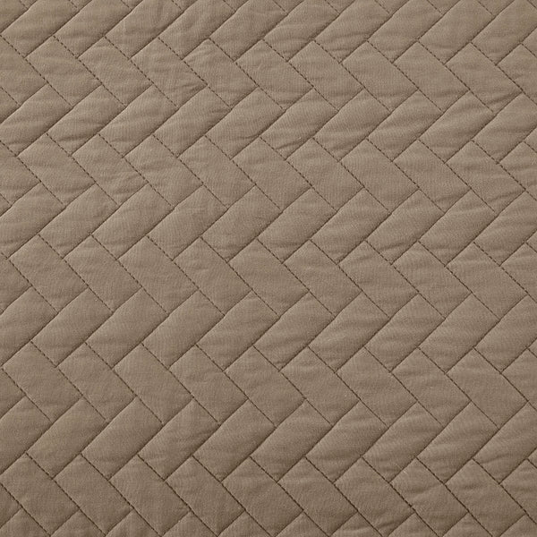 JLA Home Hampton Hill - 3 Oversized Quilt Set Velvet-Touch Herringbone 3-Piece Luxury Comfort with Extra Loft, Machine Washable Taupe FB13-1149