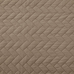JLA Home Hampton Hill - 3 Oversized Quilted Velvet-Feel Quilt Set with Extra Loft, Herringbone Texture, Machine Washable Elegance Taupe FB13-1148