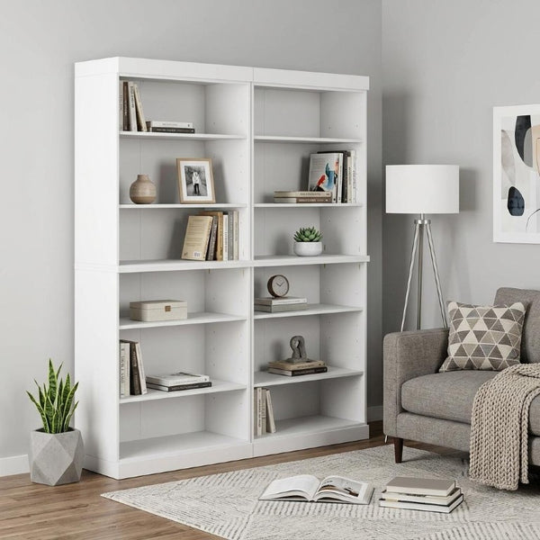 72 Inch Solid Wood Adjustable Twelve Shelf Tall Bookcase for Home Library or Office Storage
