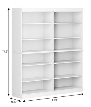 72 Inch Solid Wood Adjustable Twelve Shelf Tall Bookcase for Home Library or Office Storage