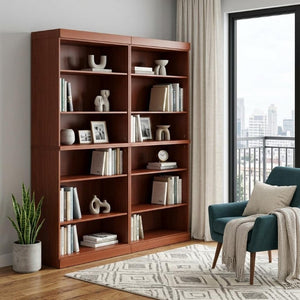 72 Inch Solid Wood Twelve Shelf Adjustable Bookcase for Home Library or Living Room