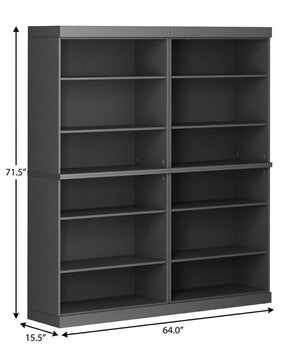 72 Inch Solid Wood Adjustable Twelve Shelf Tall Bookcase for Home Library or Office Storage