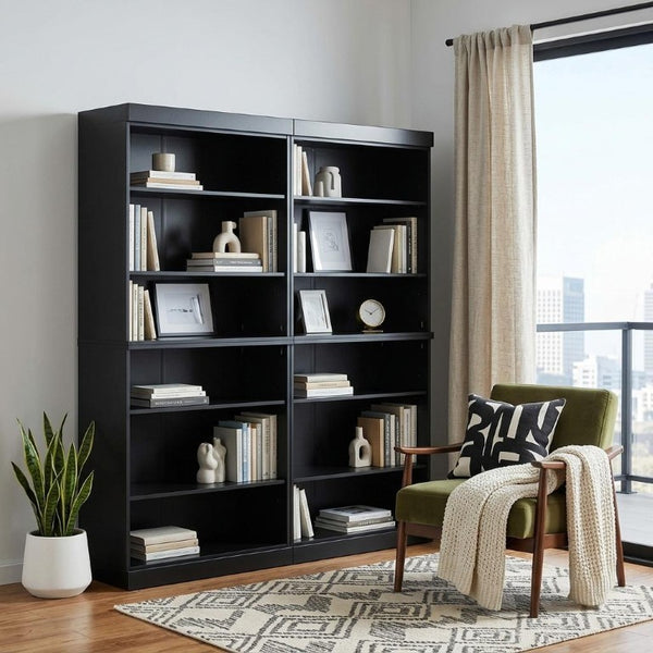 72 Inch Solid Wood Adjustable Twelve Shelf Tall Bookcase for Home Library or Office Storage